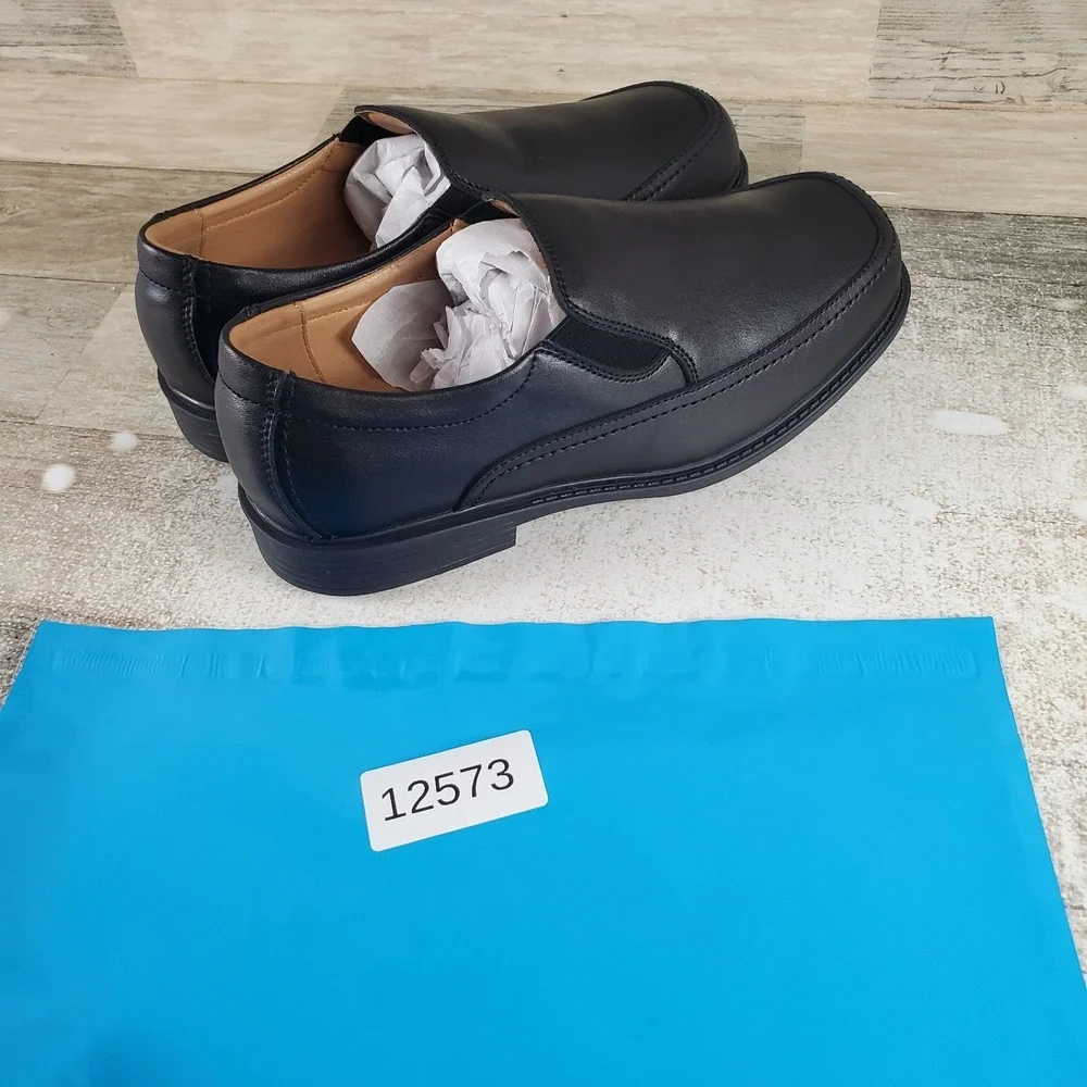 Florsheim Bogan Jr II Kids Boots Sz 4.5 W Black Leather Slip On Moccasin Toe‎